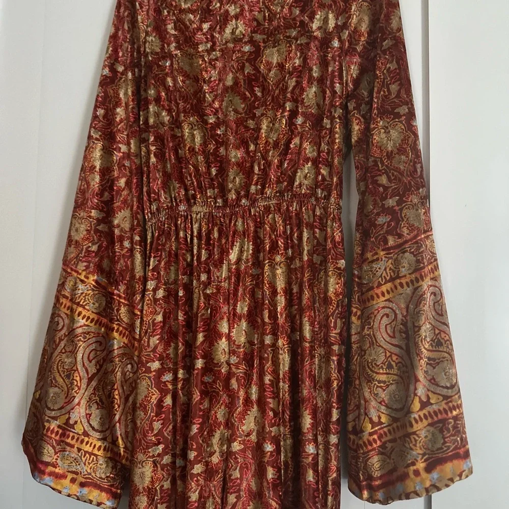 Free People Harper printed one piece Sangria jumpsuit/ jumper velvet